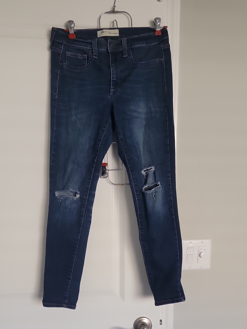 GAP Dark Indigo Distressed Skinny Jeans